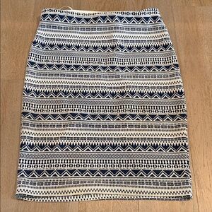 RD Style Geometric Navy and Cream Skirt